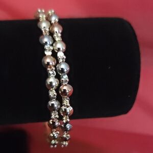 Elegant Gold and Silver Beaded Bracelet